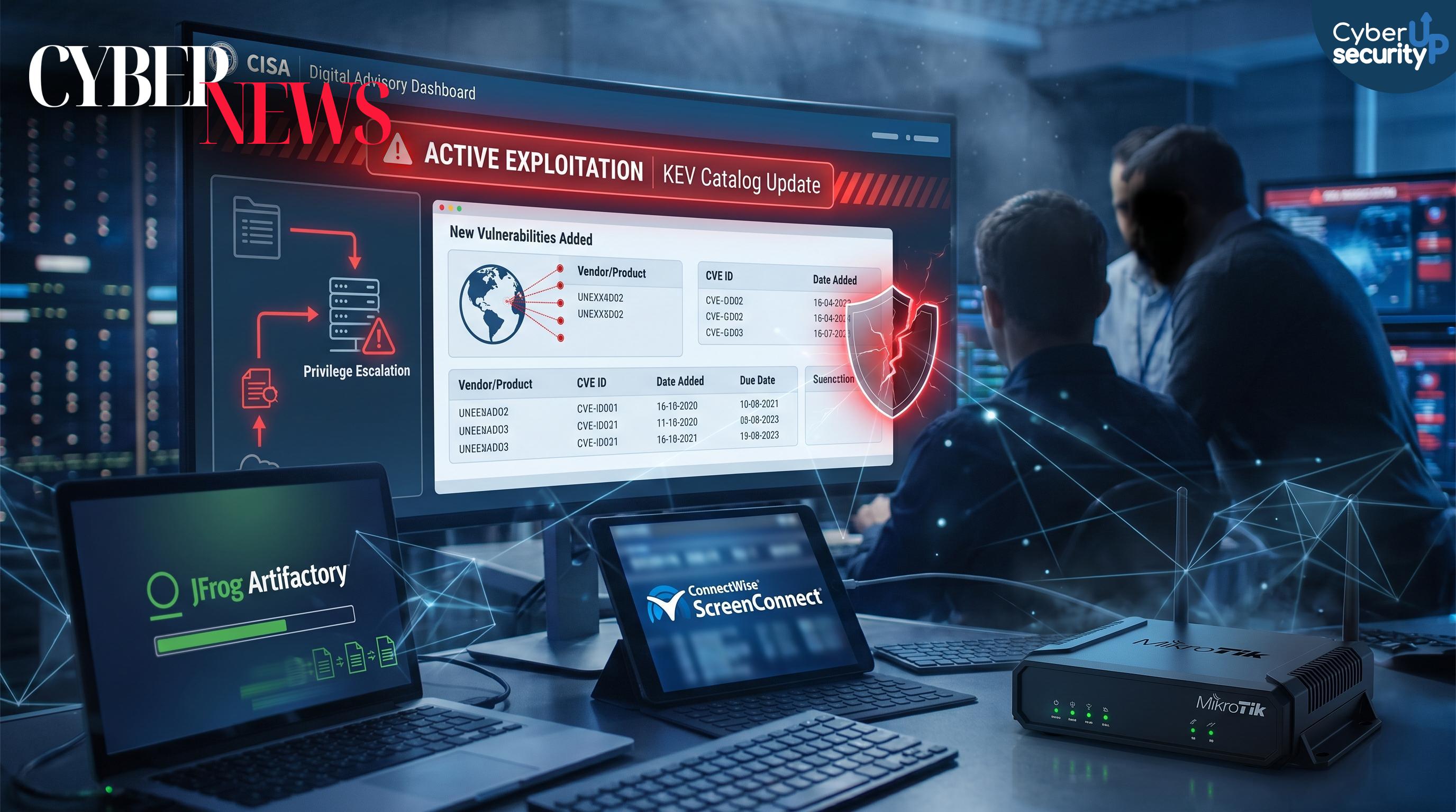 CISA lancia l’allarme KEV: 5 falle già sfruttate su Artifactory, ScreenConnect e MikroTik RouterOS